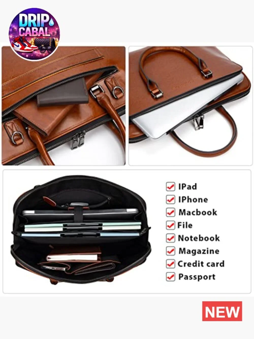 Genuine Leather Laptop Messenger Shoulder Bag Briefcase Satchel 15.6 inch